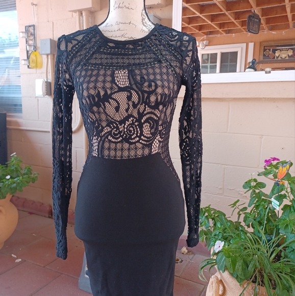 Black Body Con mesh Dress - Picture 1 of 3
